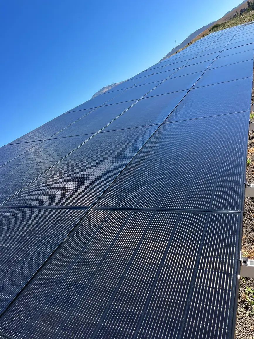 Rooftop solar panels with a mountain view at a San Ramon country club
